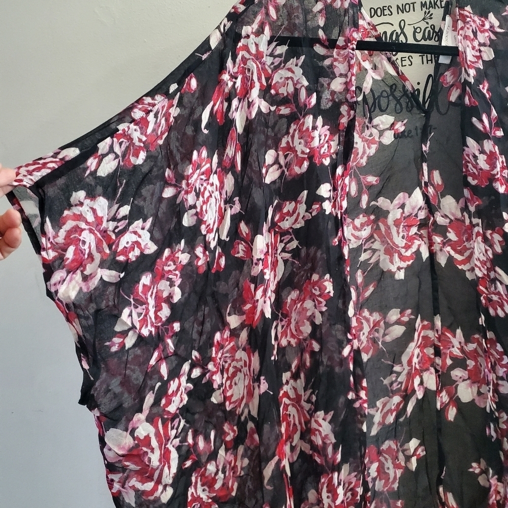 Sole Society Floral Kimono Swim Cover Up Asymmetrical One Size - Picture 2 of 4